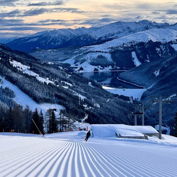Freshly groomed Zillertal Arena piste