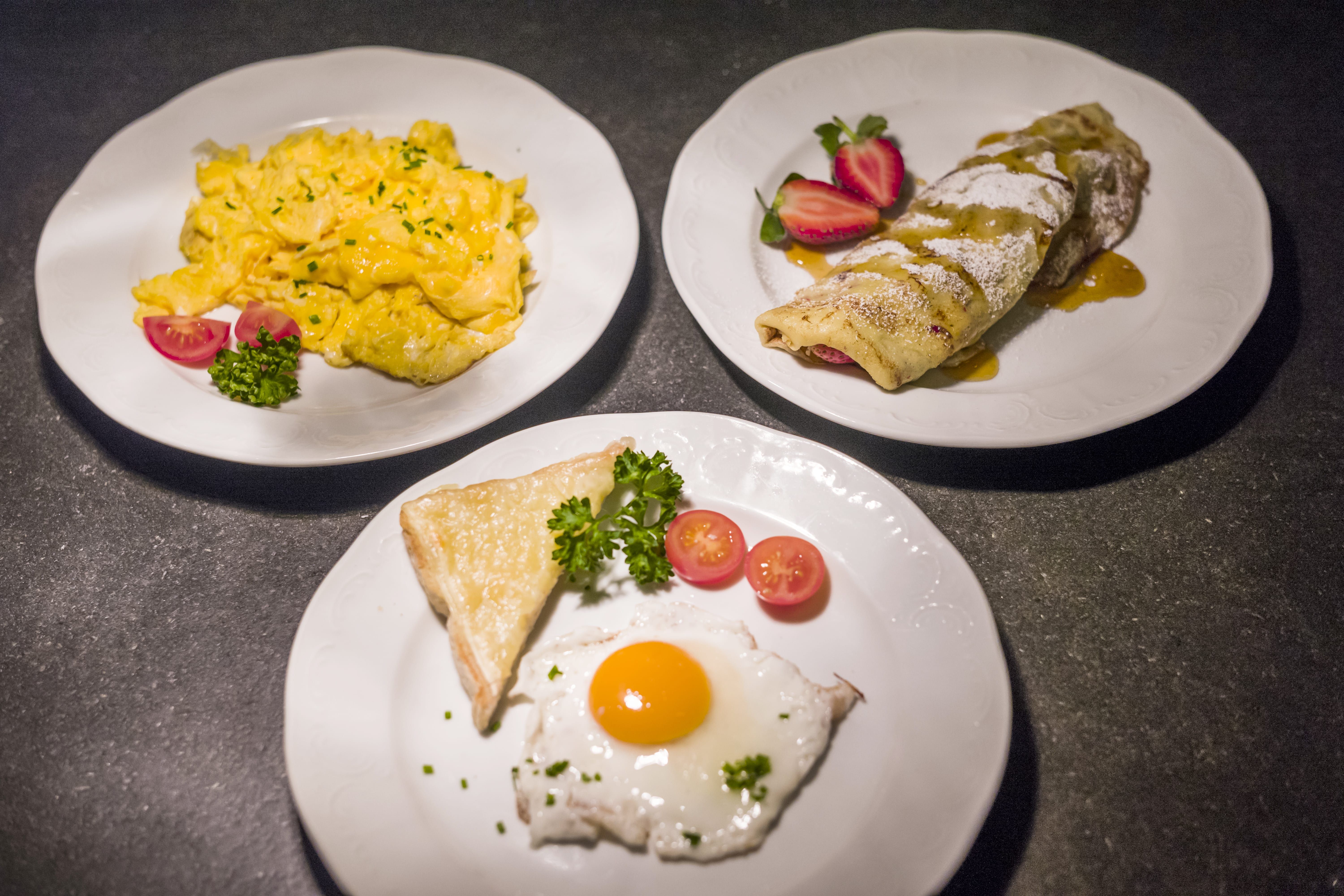 various breakfast dishes